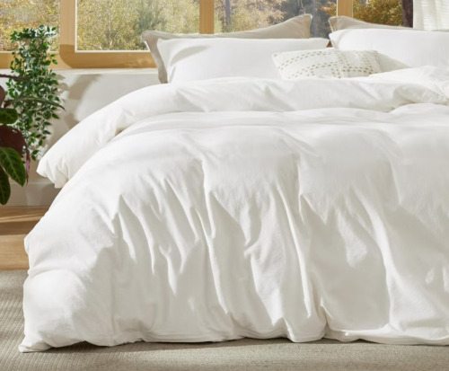 Bedsure 100% 3-Piece Stone Washed Cotton Duvet Cover Queen, Minimalist Cotton Duvet Cover Linen Like for All Seasons - GentleSoft&trade; Plain Simple Bedding New In Box $299