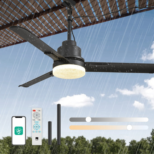 Hokku Designs 52" Outdoor Ceiling Fan With Lights And Remote Control, Wet Rated Waterproof New In Box $299