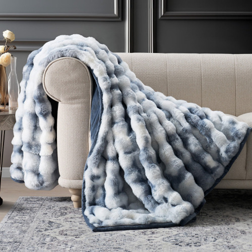 EverGrace Ridgeline Faux Fur Throw Blanket, 80" L x 60" W $199