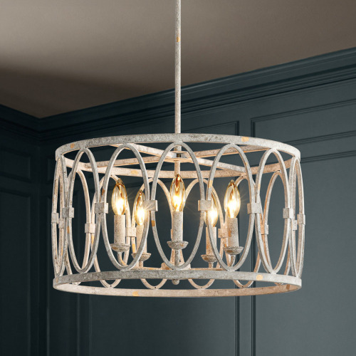 Mercer41 Alverstone 5 - Light Dimmable Drum Chandelier New In Box $599