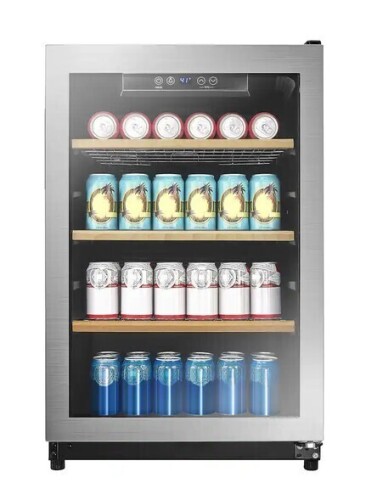 Insignia&trade; - 130-Can Beverage Cooler - Silver New Floor Model $499