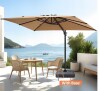 Pellebant 9 ft. x 11 ft. Aluminum Cantilever Offset Rotational Adjustable Tilt Patio Umbrella in Tan New in Box $499