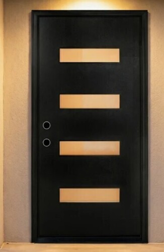 Protons Link 36 in. x 80 in. Black Fiberglass Entry Door Slab with Frosted Privacy Glass &ndash; Right Hand Inswing New in Box $799
