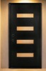 Protons Link 36 in. x 80 in. Black Fiberglass Entry Door Slab with Frosted Privacy Glass &ndash; Right Hand Inswing New in Box $799