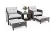 PamaPic 5-Pieces Wicker Patio Furniture Set Outdoor Patio Chair with Ottoman, Gray Cushions $699