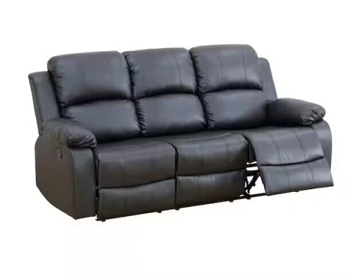 Latitude Run Etrella Faux Leather Reclining Sofa in Black New $2999