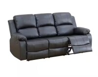 Latitude Run Etrella Faux Leather Reclining Sofa in Black New in Box $2999