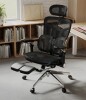 Orren Ellis Ergonomic Black Mesh Office Chair with 6D Armrests,3D Headrest,2-Zone Lumbar Support and Retractable Footrest in Black New in Box $499