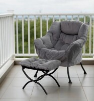 Trule Upholstered Lazy Chair with Ottoman,Modern Comfy Lounge Sofa Chair with Armrest and a Side Pocket in Gray New in Box $499