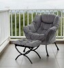 Trule Upholstered Lazy Chair with Ottoman,Modern Comfy Lounge Sofa Chair with Armrest and a Side Pocket in Gray New in Box $499