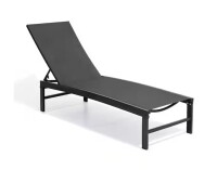 Crestlive Products 1-Piece Aluminum Outdoor Chaise Lounge Chair with 5-Position Adjustable Backrest and Textilene Fabric in Rich Black New in Box $399