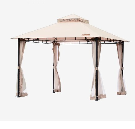 VEVOR Patio Gazebo for 6-8 Person, 10 x 10 FT Backyard Gazebo, with Mosquito Netting, Metal Frame, and PU Coated 180G Polyester, Outdoor Canopy Shelter for Patio, Backyard, Lawn, Garden, Deck $399