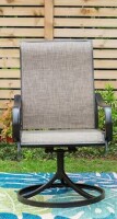 Phi villa Black Swivel Textile Metal Patio Outdoor Dining Chair New in Box $299