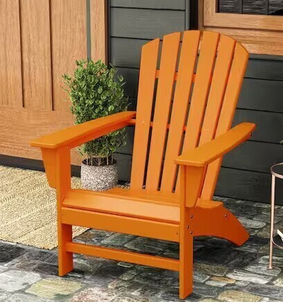 Polywood Grant Park Traditional Curveback Tangerine Plastic Outdoor Patio Adirondack Chair New in Box $399