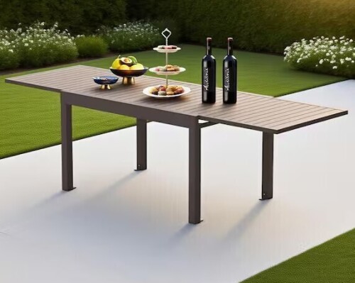 Daheat Large Extendable Patio Dining Table Aluminum Metal Indoor Outdoor 53" 106in. Adjustable for 6-8 Person Rectangular Table New in Box $699