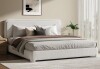 Ebern Designs Bensu Boucle Upholstered Platform Bed in White King Size New Shelf Pull $899