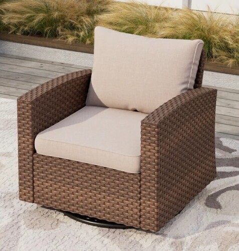 Winston Porter Dynasia PE Rattan Swivel Rocking Outdoor Chair with Cushions New in Box $499