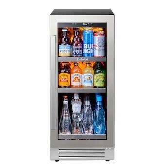 Ca'Lefort 14.8" W 100 -Can Capacity Stainless Steel Built-in/Freestanding Indoor Beverage Refrigerator with Glass Door, New in Box $799