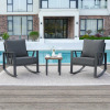 Latitude Run Outdoor Patio Rocking Chair Set With Side Table (2 Chairs And 1 Side Table), Grey, (2 Boxes), New Open Box $599