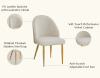 Musem Modern Upholstered Velvet Dining Chair with Quilted Leather Back, Beige & Gold, New in Box $699