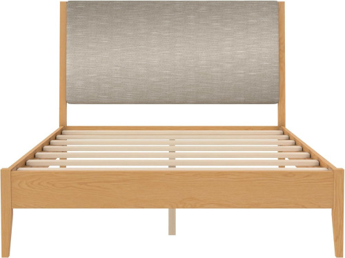 DHP Dacin Wood Bed Frame with Upholstered Headboard, Queen, Beige, Linen, (2 Boxes), New in Box $499