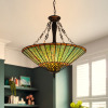 Astoria Grand 24" Wide 5 Light Dimmable Stained Glass Inverted Chandelier For Dining Room, Living Room, Kitchen Entryway $399