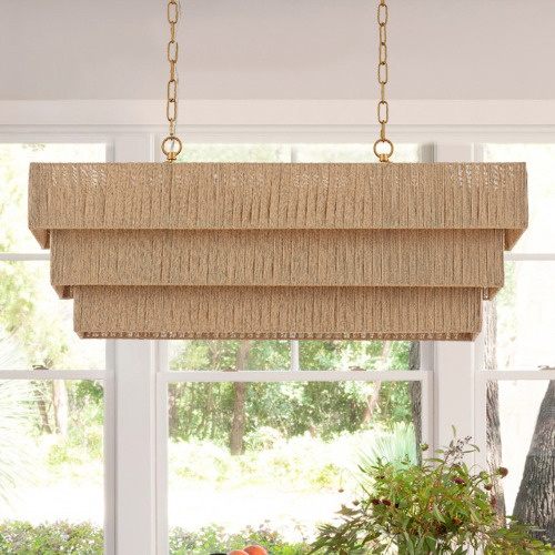 Mercer41 5 - Light Dimmable 3-Tier Rectangle Chandelier New In Box $399