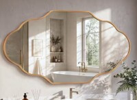 Hochwertiges 20 in. W x 36 in. H Scalloped Gold Aluminum Alloy Framed Wall Mirror Irregular Decorative Wall Mirror New In Box $299