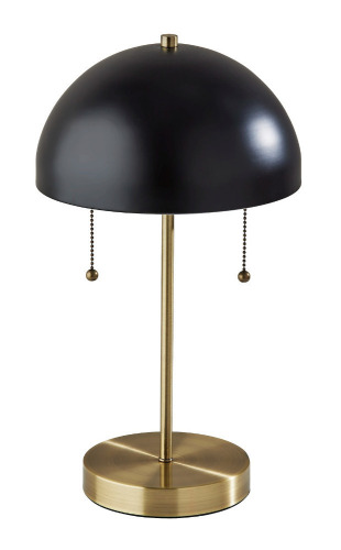 Adesso&reg; Bowie Table Lamp, 18"H, Antique Brass Base/Black Shade New In Box $199