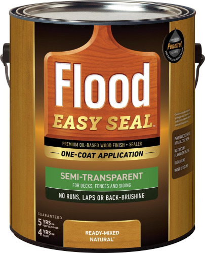 Flood Easy Seal 1 gal Natural Semi-Transparent Exterior Wood Stain & Sealer One-Coat Oil-Based Deck, Fence & Siding Stain, Waterproofing UV / PPG ProLuxe SIK48003 Clear Door & Window Exterior High Performance Wood Finish, Clear Satin, 1 Gallon / Assorted 