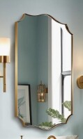 Winston Porter Anayalee Traditional Scalloped Rectangle Bathroom Vanity Mirror | Stainless Steel Frame, 24" x 40" New In Box $399