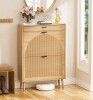Brafabhome Shoe Storage Cabinet with Arched Wavy Flip Drawers, Nature Freestanding Shoe Rack Slim Entryway Shoe Organizer with Adjustable Shelf, 12 Pairs New In Box $299