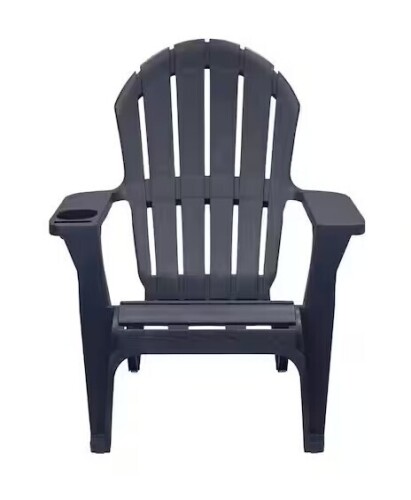 StyleWell Midnight Blue Plastic Adirondack Chair with Cup and Phone Holder New Floor Model $99