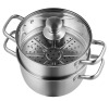 VEVOR Steamer Pot, 8.66in/22cm Steamer Pot for Cooking with 3QT Stock Pot and Vegetable Steamer, Large Capacity Stainless Steel Food Steamer Cookware with Lid for Gas Electric Induction Grill Stove New In Box $79