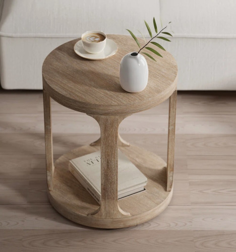 COZAYH Farmhouse Round Wood End Table New In Box $199