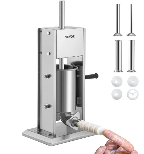VEVOR Manual Sausage Stuffer, 5LBS/3L Capacity, Two Speed 304 Stainless Steel Vertical Sausage Stuffer, Sausage Filling Machine with 4 Stuffing Tubes, Suction Base for Household or Commercial Use New In Box $299