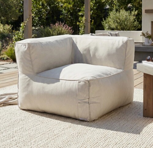 NFusion Dael Modern Coastal Outdoor Olefin Bean Bag Corner Sofa with Shredded Foam Fill New In Box $299