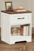 Ophelia & Co. Farmhouse Nightstand With Spacious Open Shelf, Bedside Table With Wooden Drawer, With Stable Structure New Shelf Pull $299