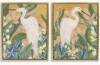 Beachcrest Home&trade; Great Egret in Blooming Bushes 2 PC Brown Framed Floater Canvas Set by June Erica Vess, 21" H x 17" W New In Box $299