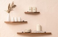 MH LONDON 36-in L x 8-in D x 1-in H Walnut Wood Rectangular Floating Shelf (3-Piece Set) New In Box $199