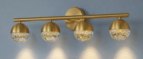 George Oliver 4-Light Dimmable LED Seeded Glass Globe Vanity Light New In Box $299