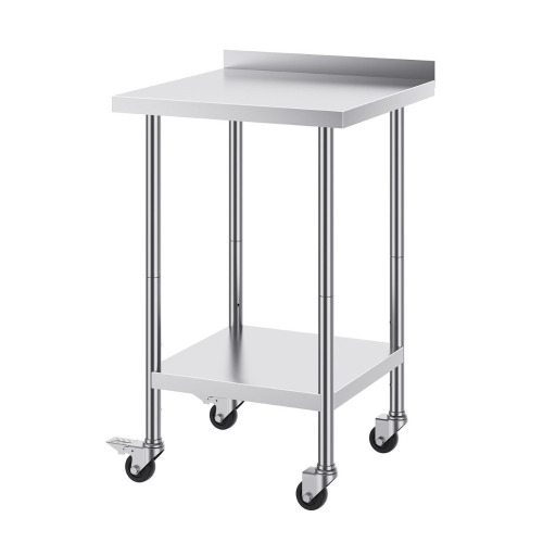 Ebern Designs 40" H x 24" W x 24" D Stainless Steel Prep Table with Backsplash, Adjustable Shelves New In Box $299