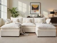 Rebrilliant 107.9" Modular U-Shaped Sectional Sofa with Ottomans, Deep Seat Couch New $1499