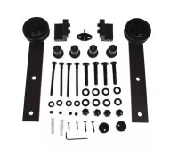 CALHOME 72 in. Matte Black Classic Straight Strap Barn Style Sliding Door Track and Hardware Set-Door Not Included New In Box $299