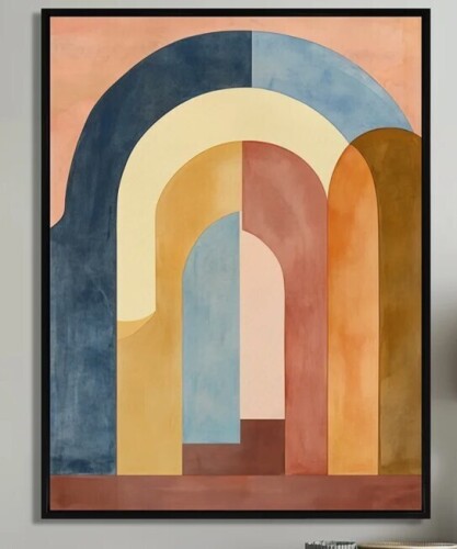 East Urban Home Mid Century Modern Wall Art, Muted Archway Geometry, Arch Geometry Canvas, 24" x 36" New In Box $199
