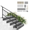 VEVOR - Outdoor Stair Railing, Fits for 1-5 Steps Transitional Wrought Iron Handrail, Adjustable Exterior Stair Railing - Black New Open Box $299
