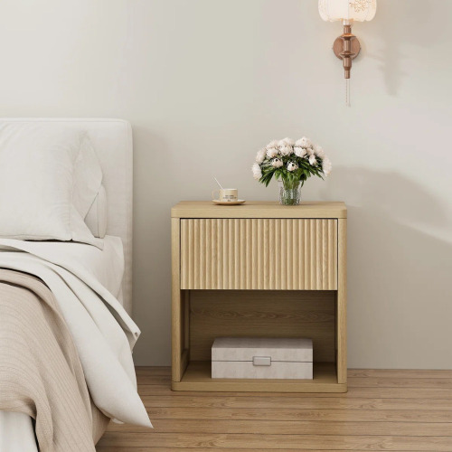 Latitude Run Modern Minimalist Style Large Capacity Nightstand With Hidden Drawer, Natural, New in Box $499