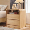 Ebern Designs Maud 25" Tall Modern Nightstand with Charging Station, 23.6'' Wide Wood Bedside Table w/2 Storage Drawers, Large Mid Century End Table for Bedroom, Natural Oak, New in Box $299