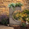 Sunlinua 28" H Modern Outdoor Water Fountain with LED Light Modern Cascading Waterfall, Durable Resin Construction, Warm LED Lighting, Brown, New in Box $299