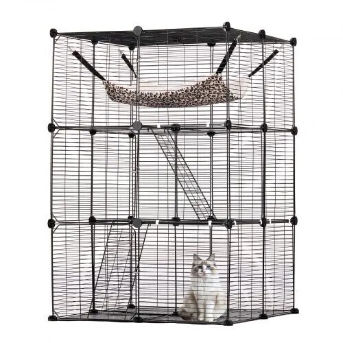 VEVOR Large Cat Cage, DIY Detachable Metal Wire Durable Cat Enclosure, with Hammock, Fit for Cats Exercise Indoor ? Outdoor, Ease of Assembly, Black, New in Box $299